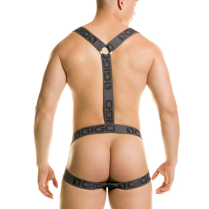 New Cautious Gray Harness vista posterior de Gigo Underwear