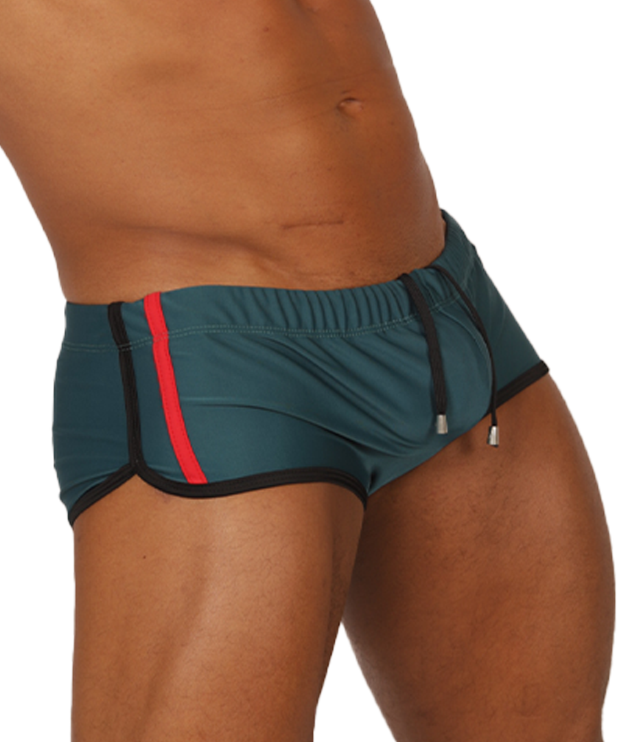 Nice Green Swim Trunk vista frontal de Gigo Underwear