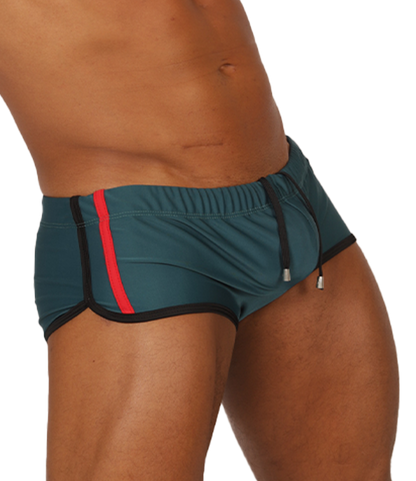 Nice Green Swim Trunk vista frontal de Gigo Underwear