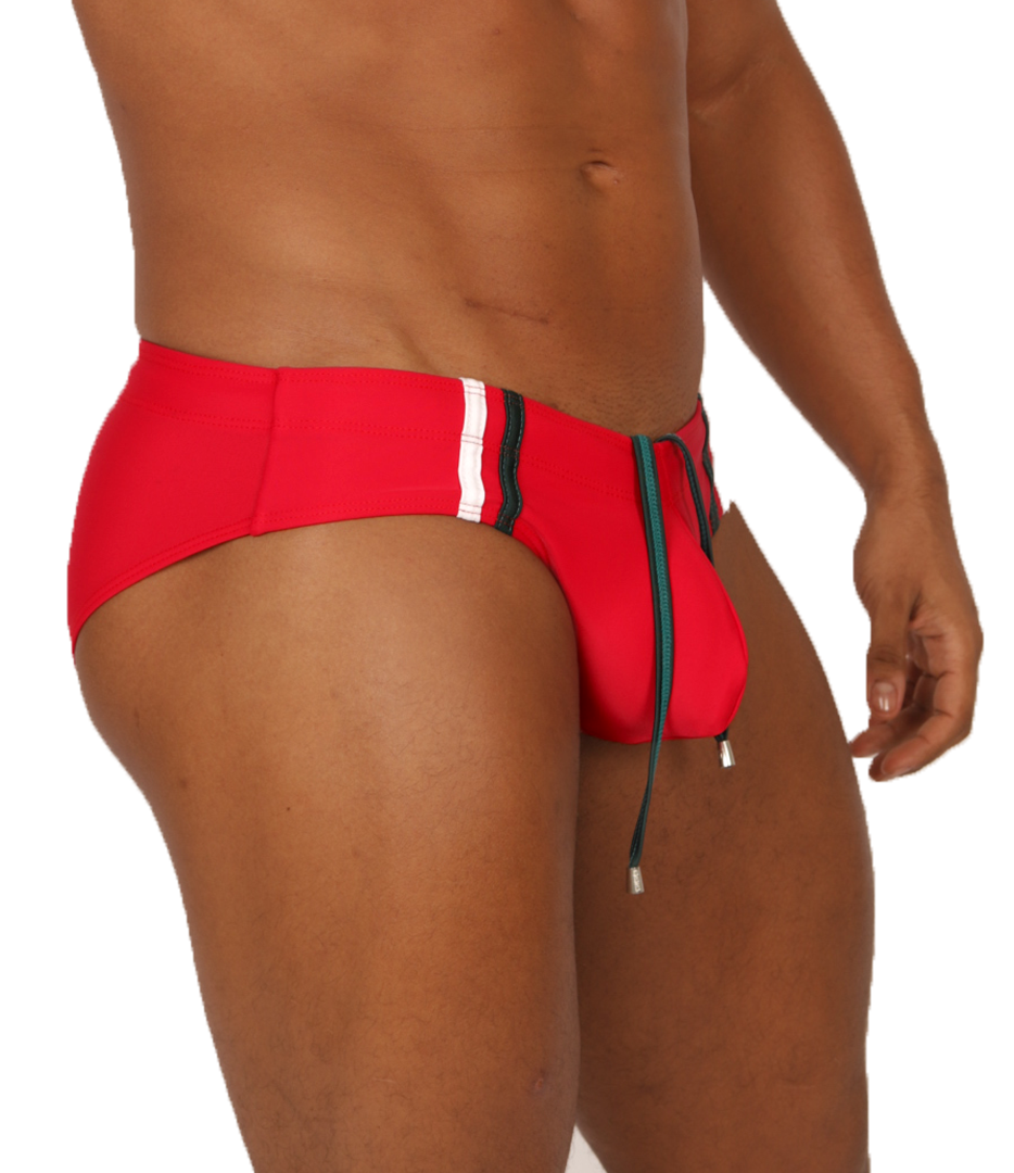NICE RED SWIMBRIEF - Brief Masculino Audaz con Pretina Contraste