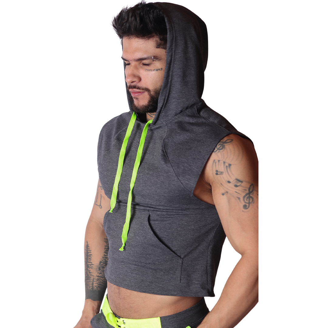 Nafts Gray Hoody T Shirt vista frontal de Gigo Underwear
