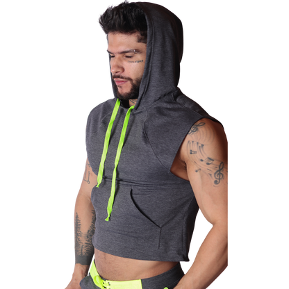 Nafts Gray Hoody T Shirt vista frontal de Gigo Underwear