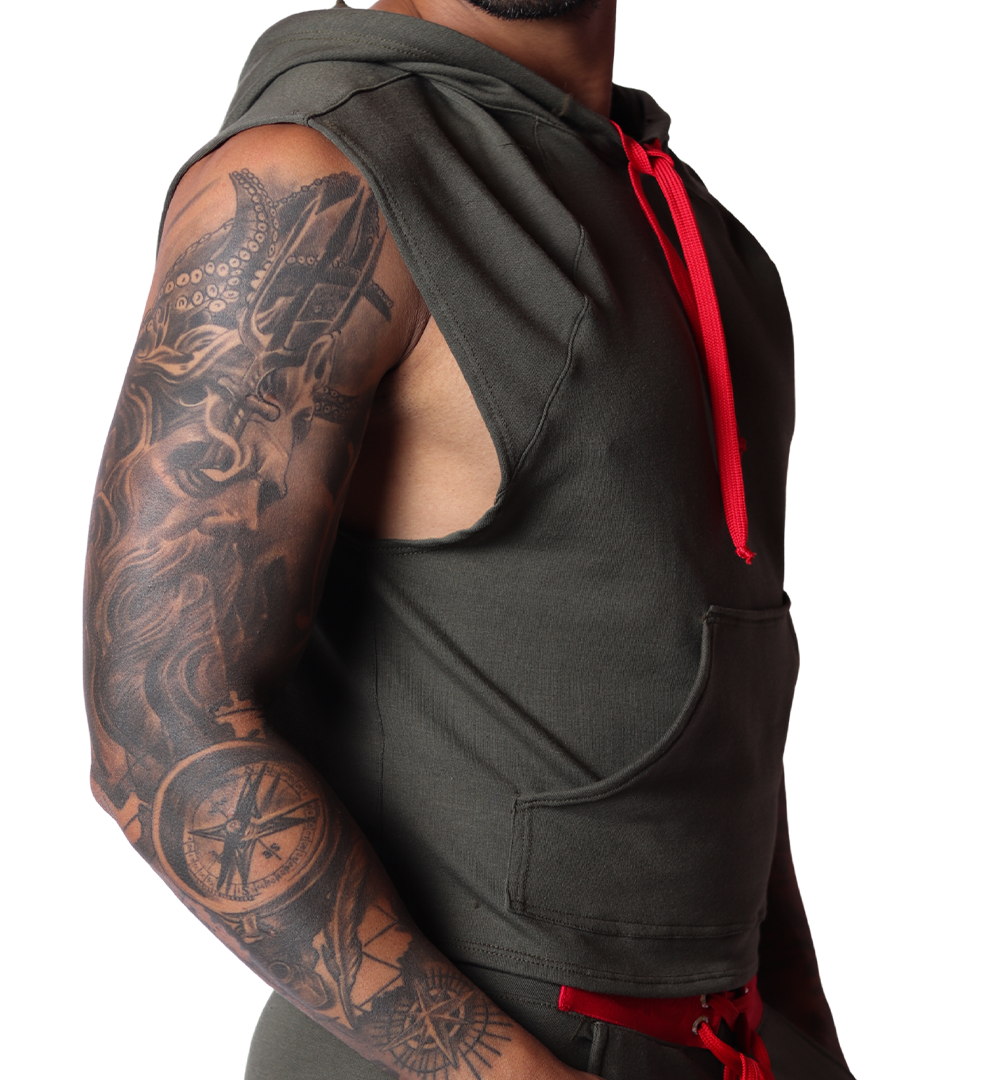 Nafts Green Hoody T Shirt vista frontal de Gigo Underwear