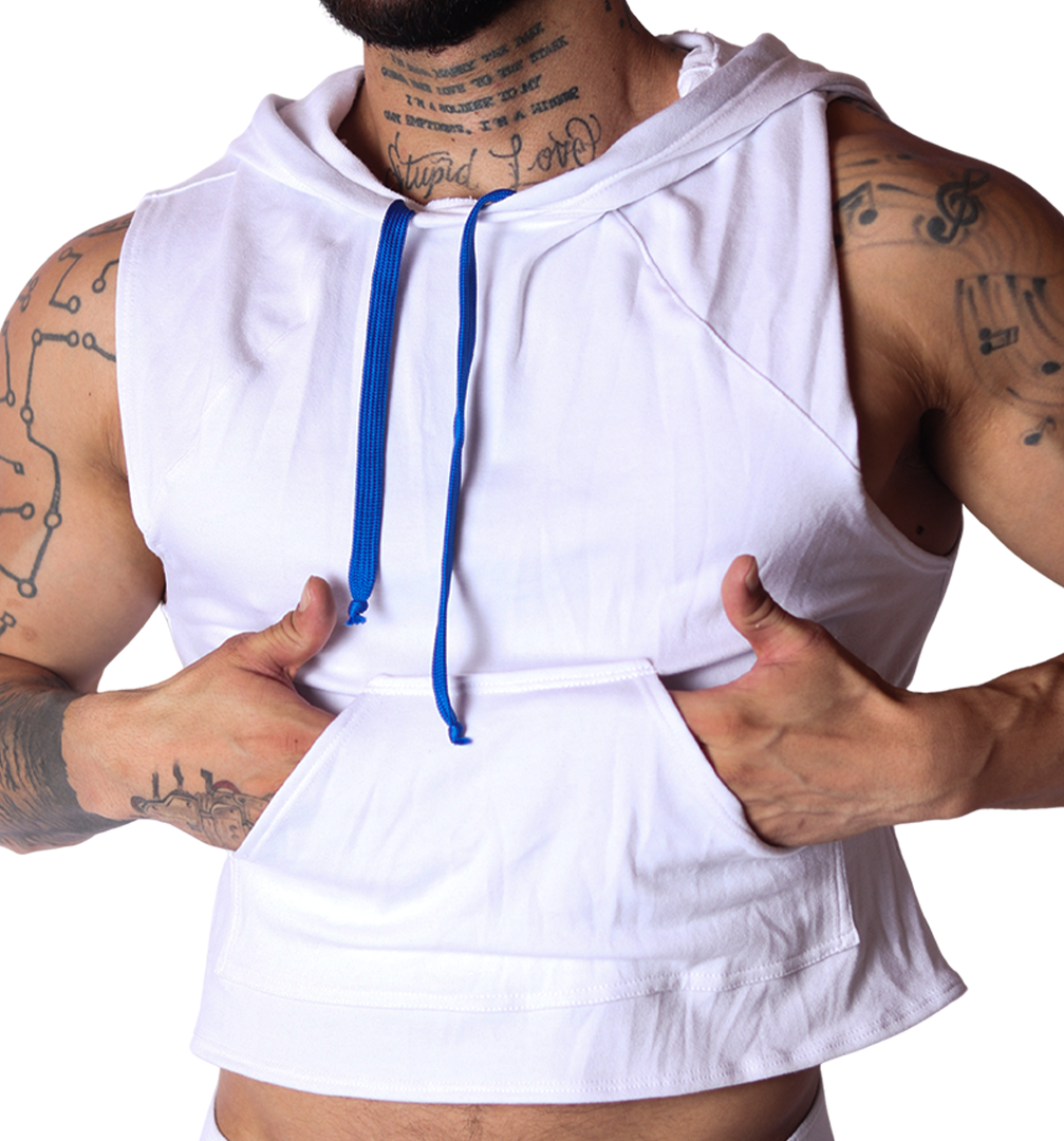 Nafts White Hoody T Shirt vista frontal de Gigo Underwear
