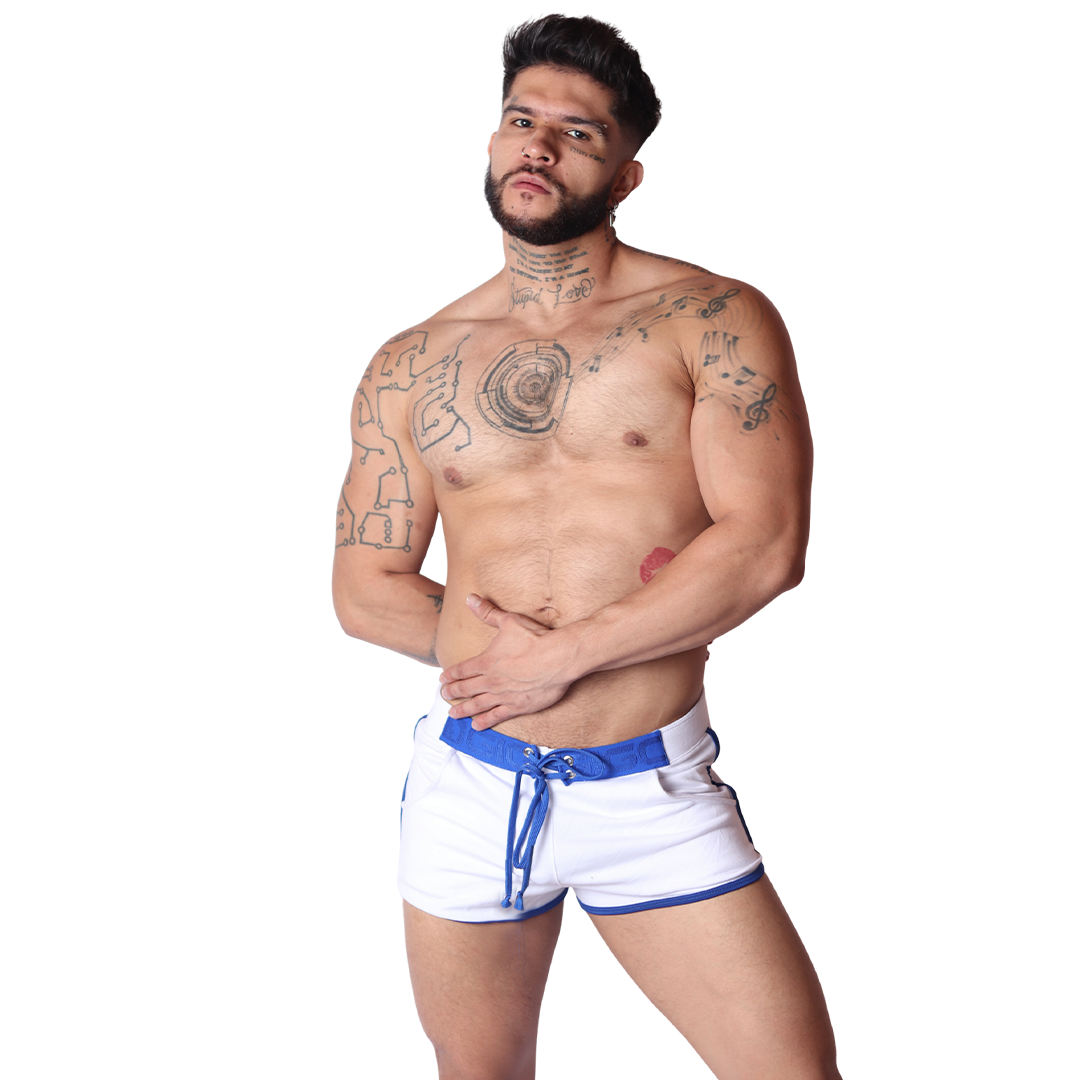 Nafts White Shorts en modelo de Gigo Underwear