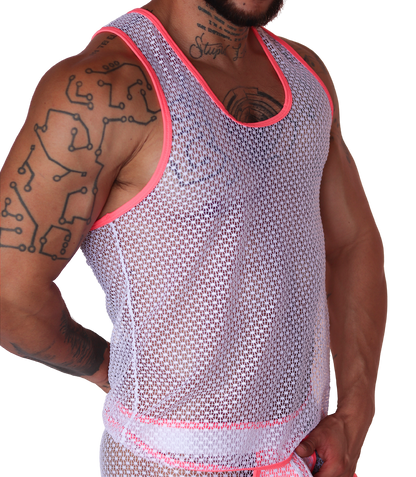 Net Fuchsia Tank vista frontal de Gigo Underwear
