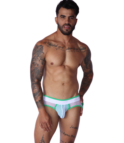 Net Green Jock Thong en modelo de Gigo Underwear