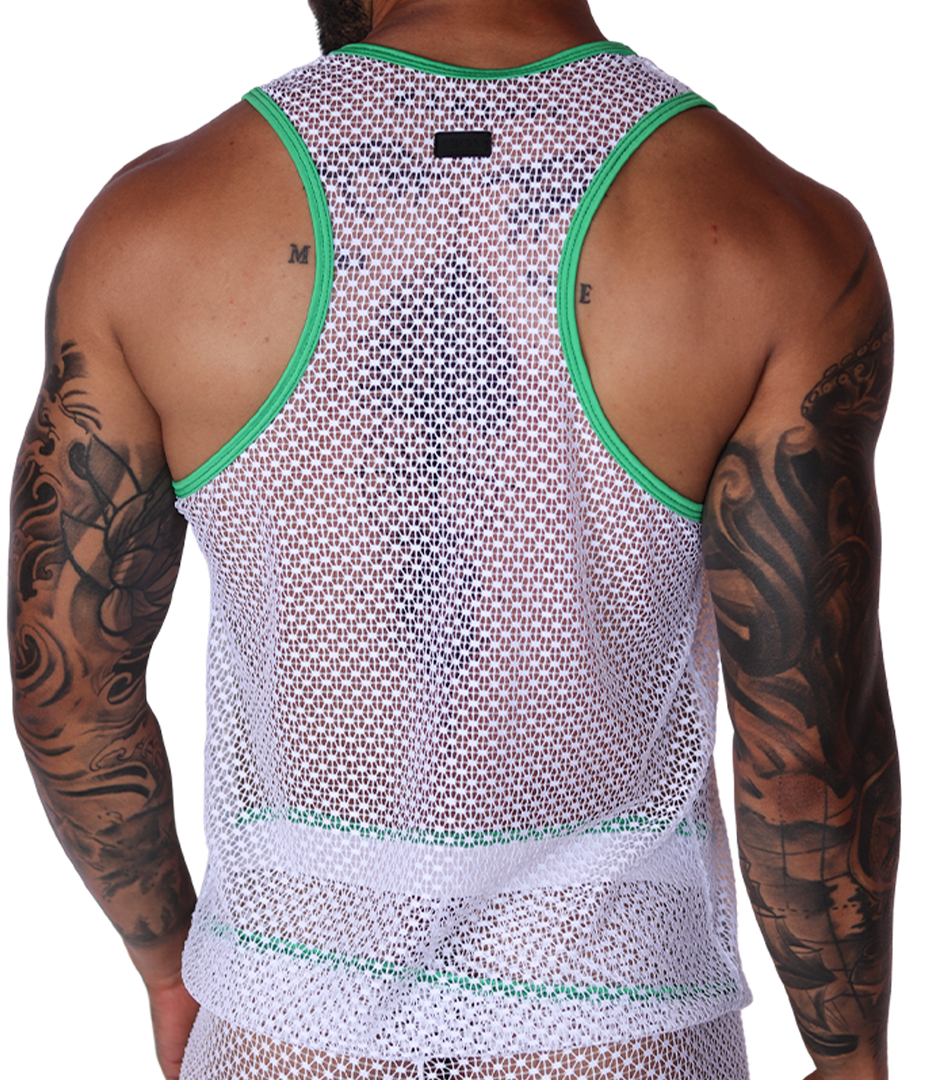 Net Green Tank vista posterior de Gigo Underwear