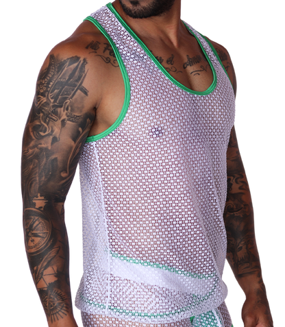 Net Green Tank vista frontal de Gigo Underwear