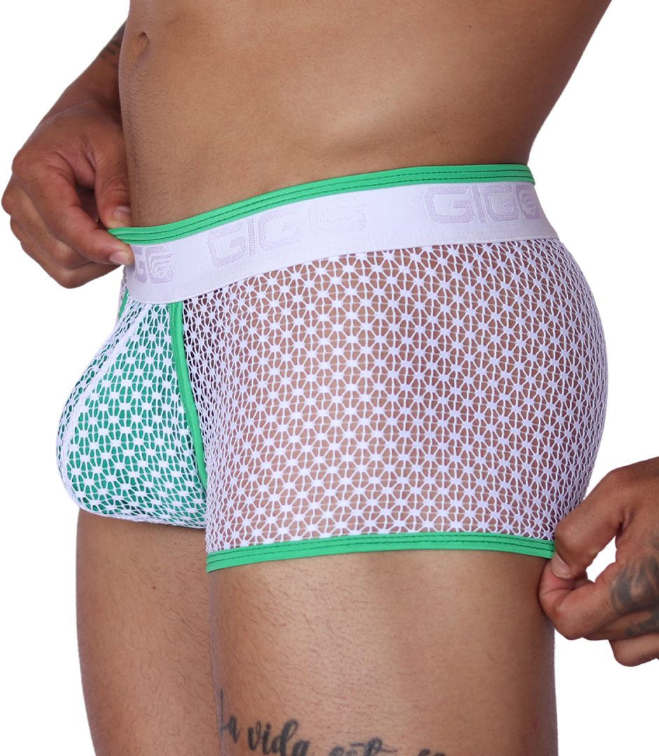 Net Green Trunk vista frontal de Gigo Underwear