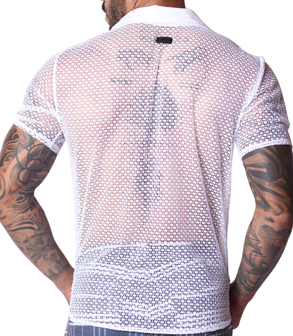 Net White Shirt vista posterior de Gigo Underwear