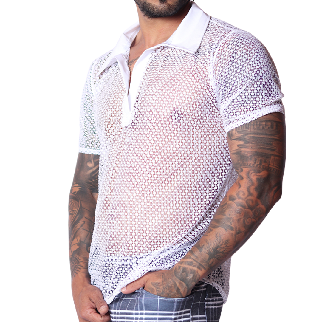 Net White Shirt vista frontal de Gigo Underwear