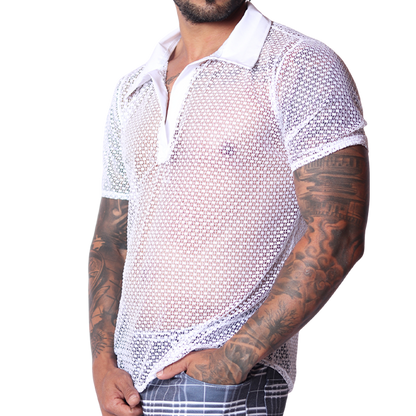 Net White Shirt vista frontal de Gigo Underwear