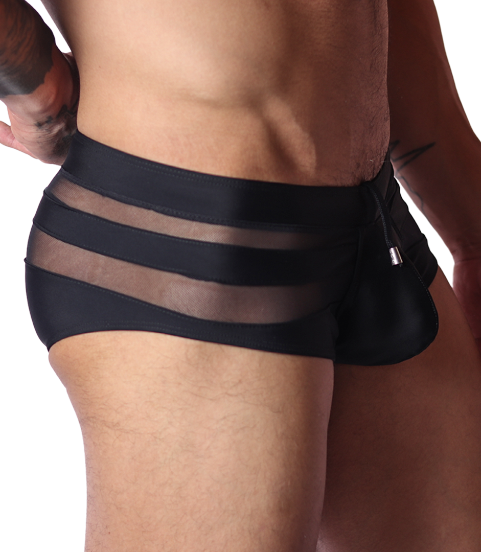 Panel Black Swim Brief vista frontal de Gigo Underwear