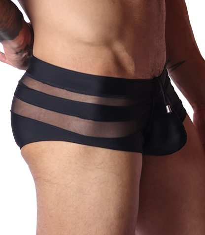Panel Black Swim Brief vista frontal de Gigo Underwear