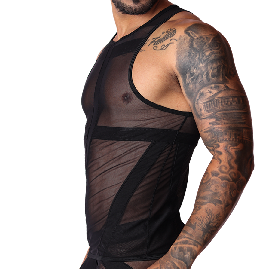 Panel Black Tank vista frontal de Gigo Underwear