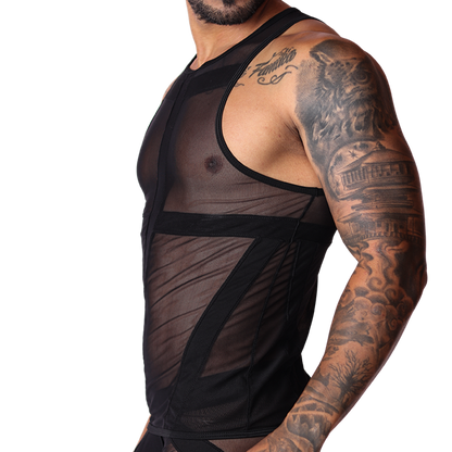 Panel Black Tank vista frontal de Gigo Underwear