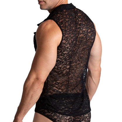 Paradise Black Shirt vista frontal de Gigo Underwear