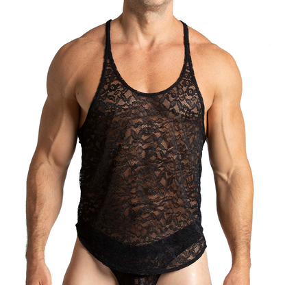 Paradise Black Tank vista frontal de Gigo Underwear