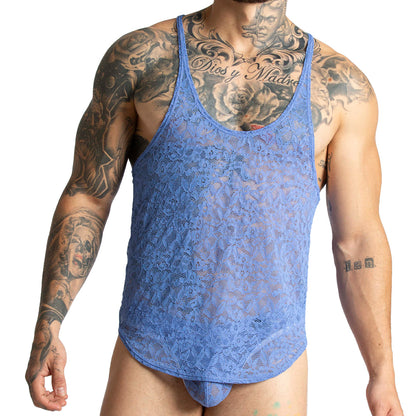 Paradise Blue Tank vista posterior de Gigo Underwear