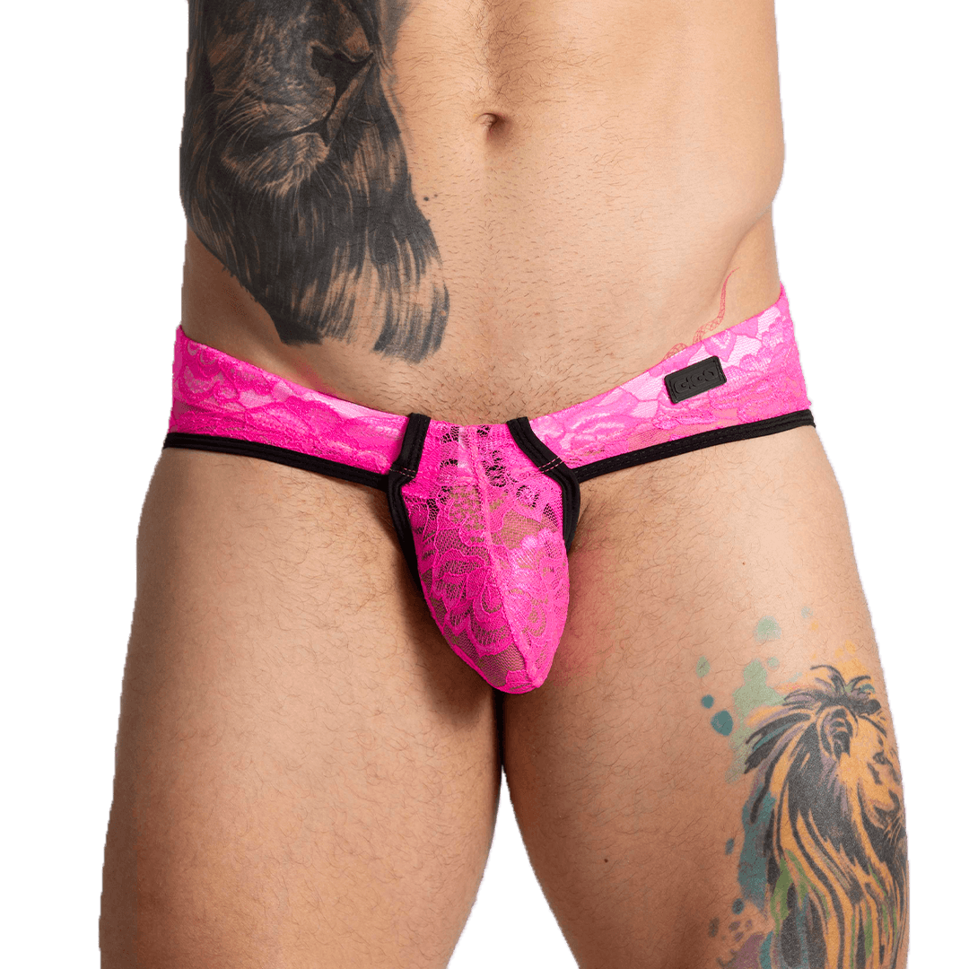 PARADISE FUCSHIA BRIEF - Pantaloncillo de encaje fucsia para hombres con copa que permite realce