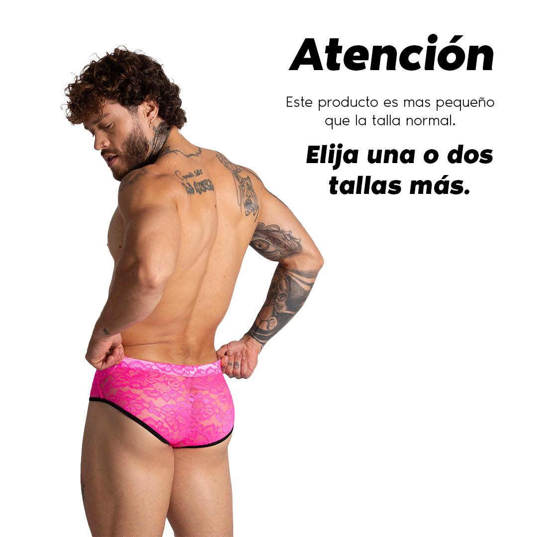PARADISE FUCSHIA BRIEF - Pantaloncillo de encaje fucsia para hombres con copa que permite realce