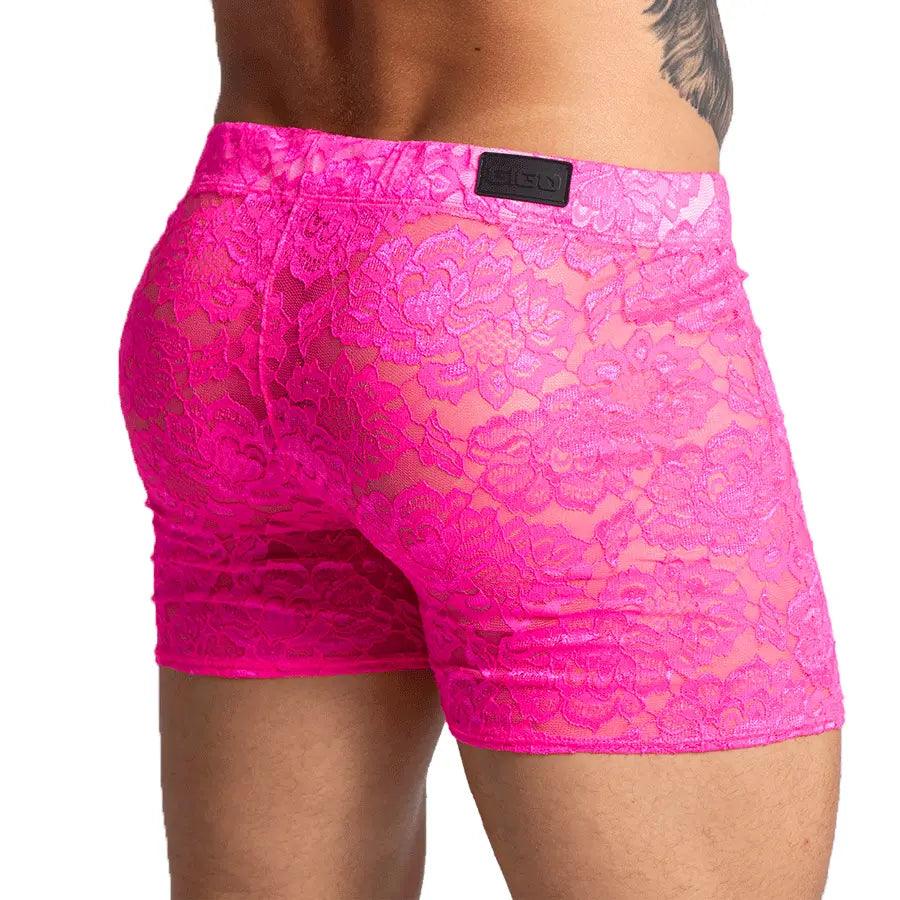 PARADISE FUCSHIA HOTSHORT - Short de encaje fucsia sexy para hombres