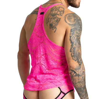 Paradise Fucshia Tank vista posterior de Gigo Underwear