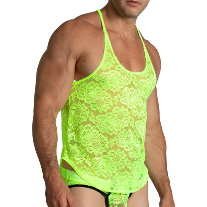 Paradise Yellow Tank vista frontal de Gigo Underwear