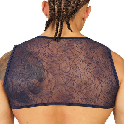 Passione Blue Vest Harness vista frontal de Gigo Underwear