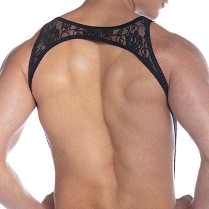 Picot Black Harness vista posterior de Gigo Underwear