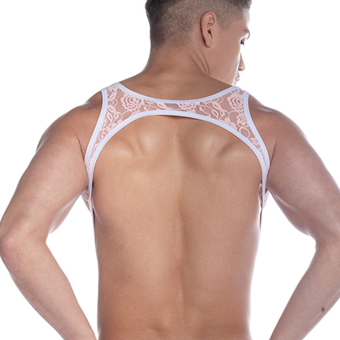 Picot Pink Harness vista posterior de Gigo Underwear