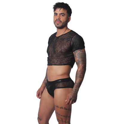 Prolix Black Croop Top en modelo de Gigo Underwear