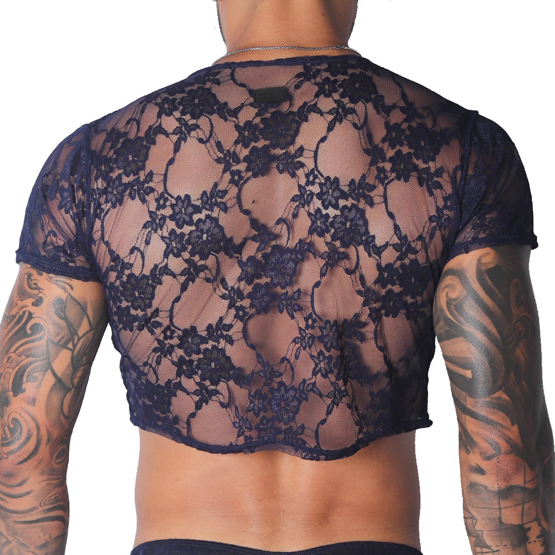 Prolix Blue Croop Top vista posterior de Gigo Underwear