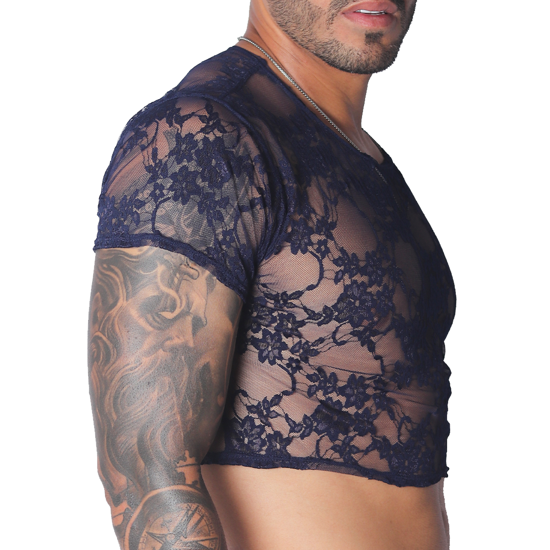 Prolix Blue Croop Top vista frontal de Gigo Underwear
