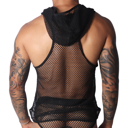 Provocative Black Hoody Tshirt vista posterior de Gigo Underwear