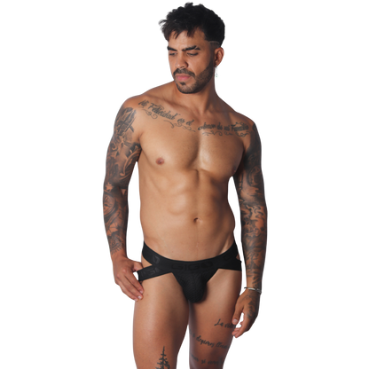 Provocative Black Jockstrap vista posterior de Gigo Underwear