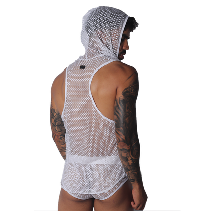 Provocative White Hoody Tshirt en modelo de Gigo Underwear