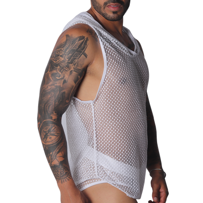 Provocative White Hoody Tshirt vista frontal de Gigo Underwear