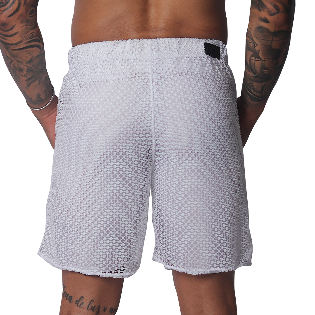Provocative White Short vista posterior de Gigo Underwear