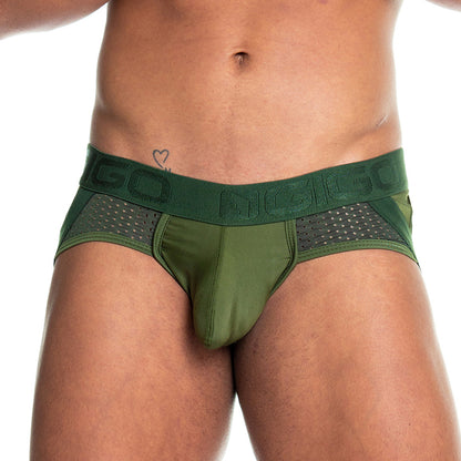 Prudence Green Brief Jockstrap vista frontal de Gigo Underwear