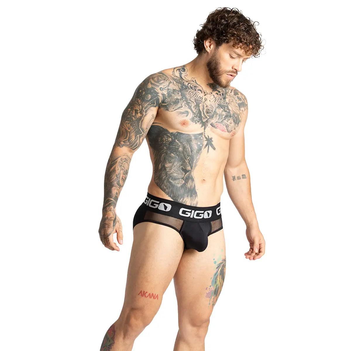 PURITY BLACK BRIEF - Pantaloncillo negro para hombres con copa que permite realce