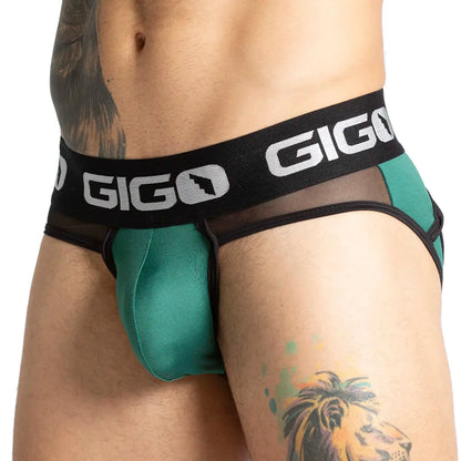 Purity Green Brief Jock vista posterior de Gigo Underwear