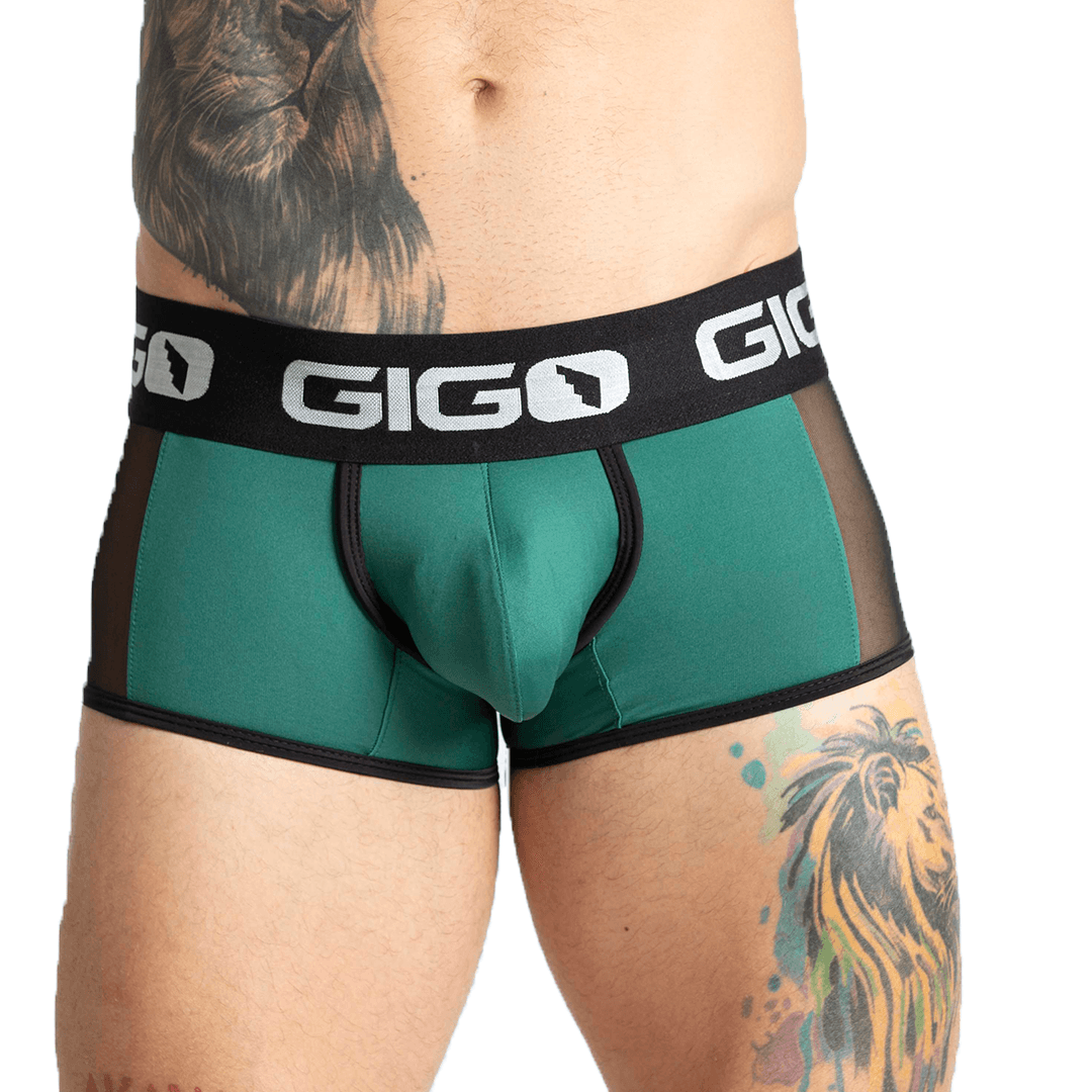 PURITY GREEN TRUNK - Boxer brief verde para hombres con copa que permite realce