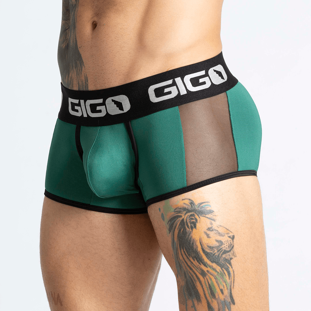 PURITY GREEN TRUNK - Boxer brief verde para hombres con copa que permite realce