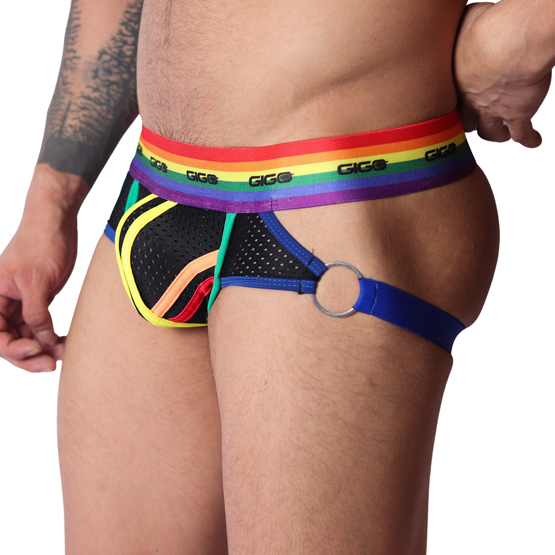 Pride Jockstrap vista frontal de Gigo Underwear