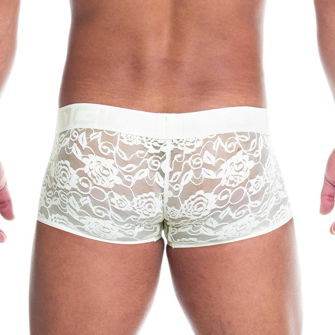 REDEMOTION BEIGE TRUNK - Boxer de encaje beige sexy para hombres