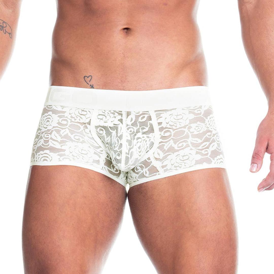 REDEMOTION BEIGE TRUNK - Boxer de encaje beige sexy para hombres