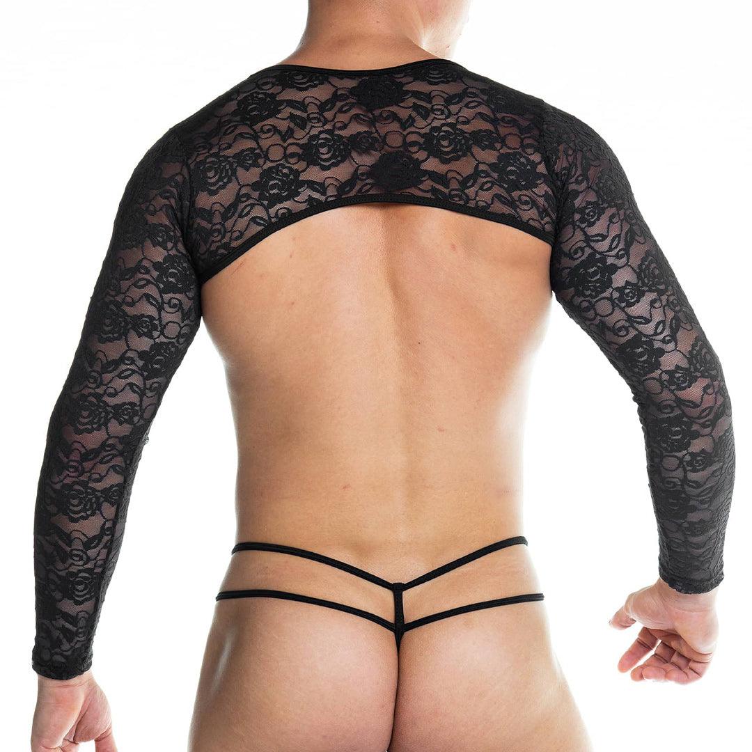 REDEMOTION BLACK HARNESS - Arnés de manga larga negro sexy para hombres