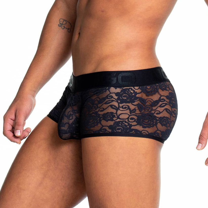 Bóxer trunk para hombre Redemotion Black de Gigo en encaje negro